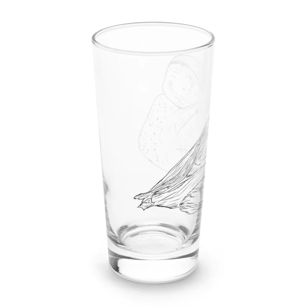 Lily bird（リリーバード）のおねんねクビワコガモ 線画 Long Sized Water Glass :left