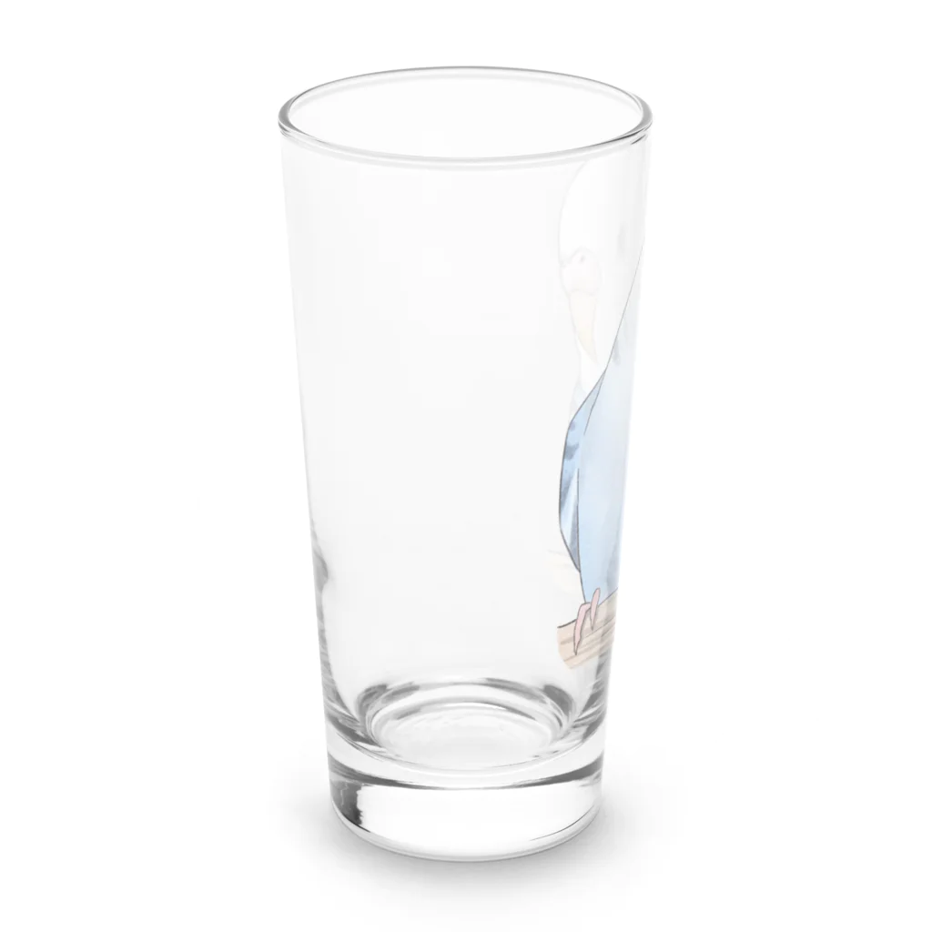 まめるりはことりのおしゃまな止まり木セキセイインコちゃん【まめるりはことり】 Long Sized Water Glass :left