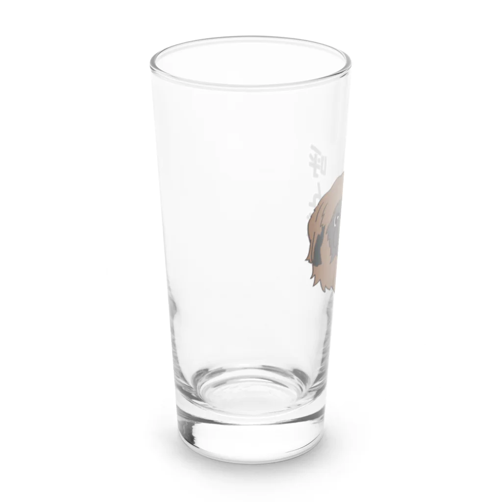 ペキニーズ好きによるペキニーズグッズ屋さんのブラックマスクのペキニーズ Long Sized Water Glass :left