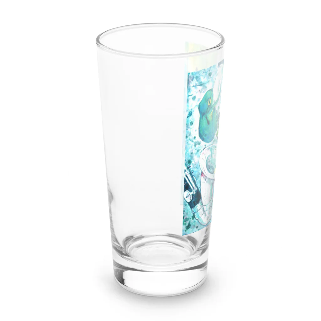 志瓜のSUZURIのカエルとアルトクラリネット Long Sized Water Glass :left