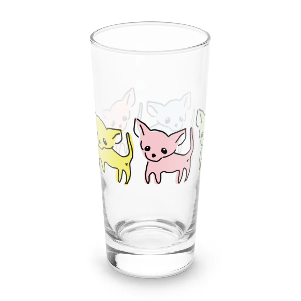 akane_art（茜音工房）のゆるチワワ（カラフル） Long Sized Water Glass :left