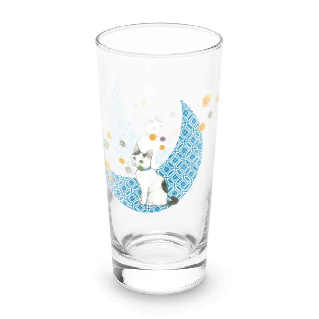 ミケとキジシロの四つ葉と斑猫 Long Sized Water Glass :left