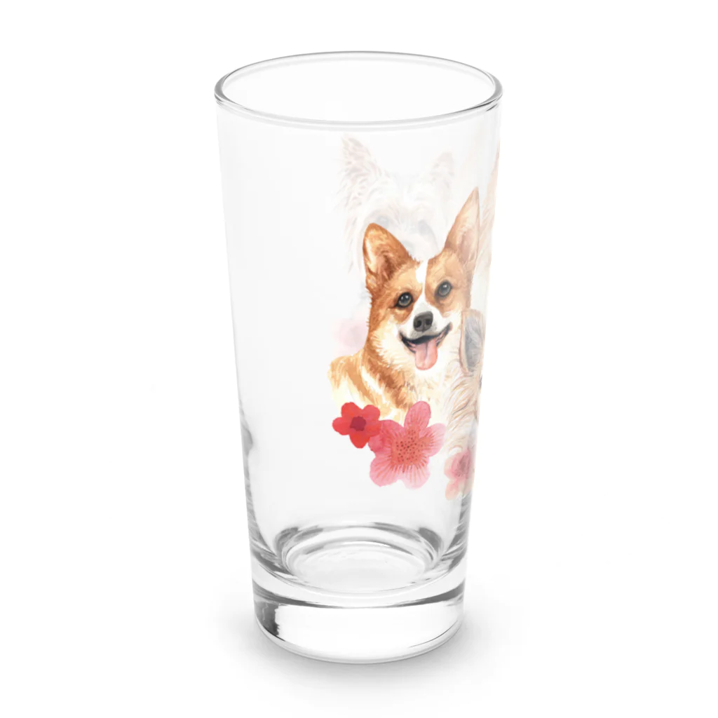 SANKAKU DESIGN STOREのお花の似合う小さい犬たち。 Long Sized Water Glass :left