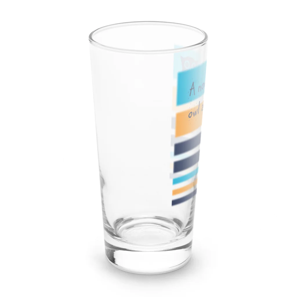 キッズモード某のフクロウとボーダー Long Sized Water Glass :left