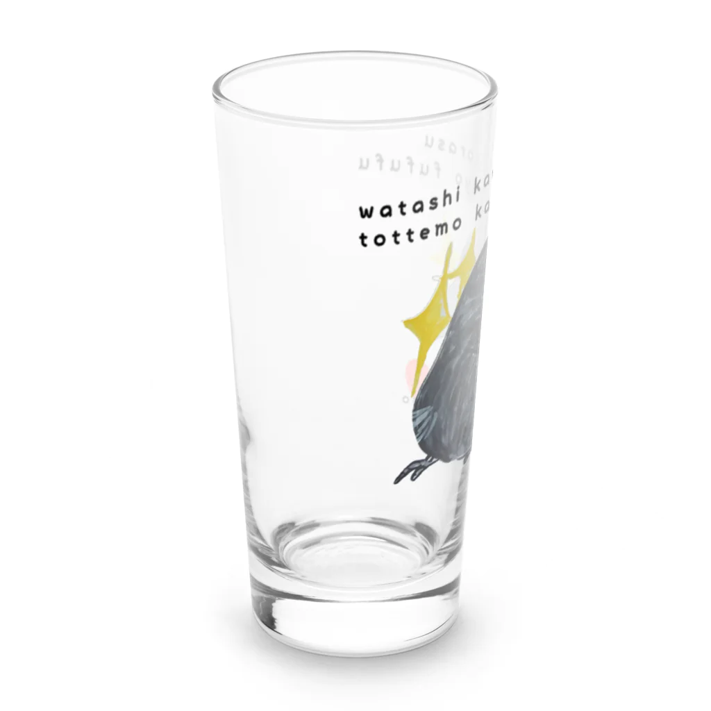 コザTAROのキメ顔カラス Long Sized Water Glass :left