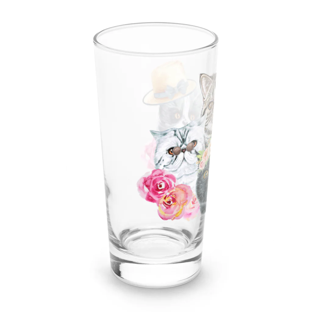 SANKAKU DESIGN STOREの仲良し！ぺちゃかわ猫ちゃんたちのバカンス。 Long Sized Water Glass :left