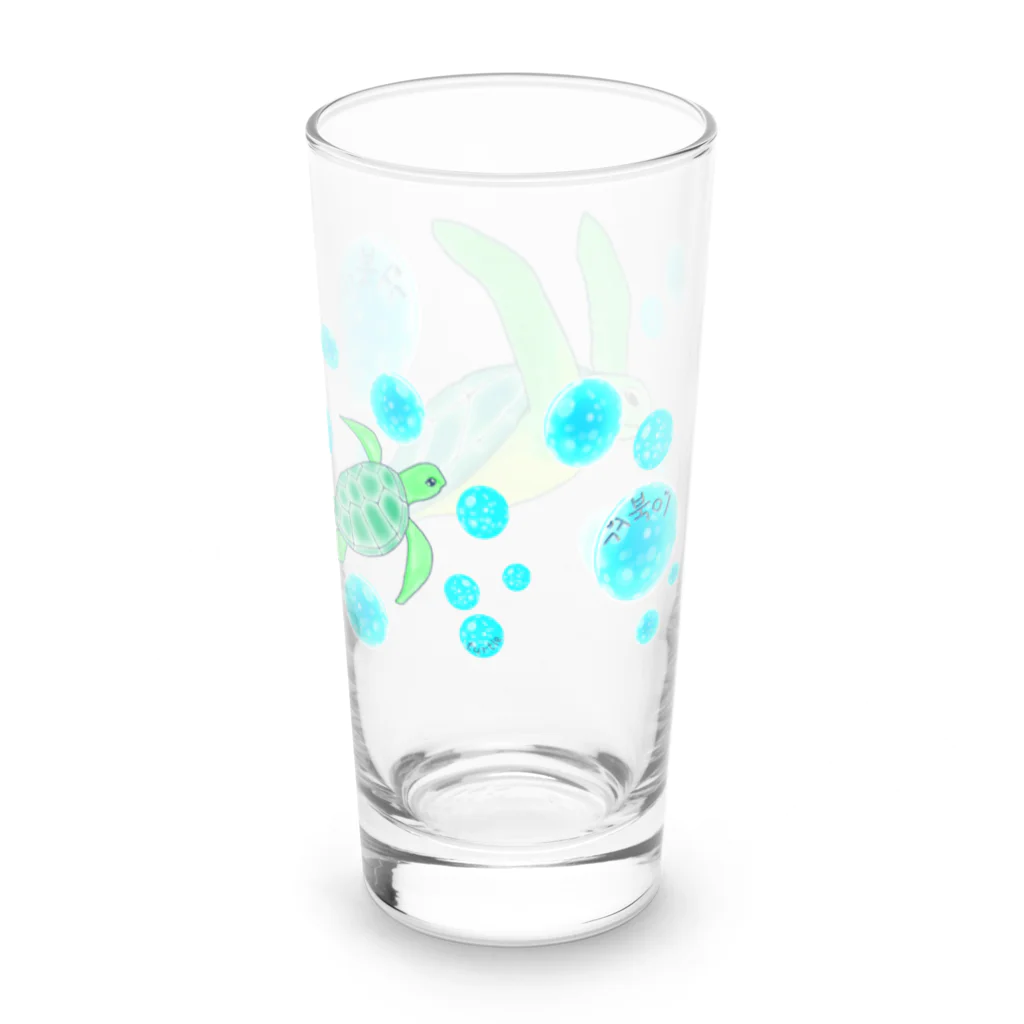 LalaHangeulの海亀さん　ハングルデザイン Long Sized Water Glass :left