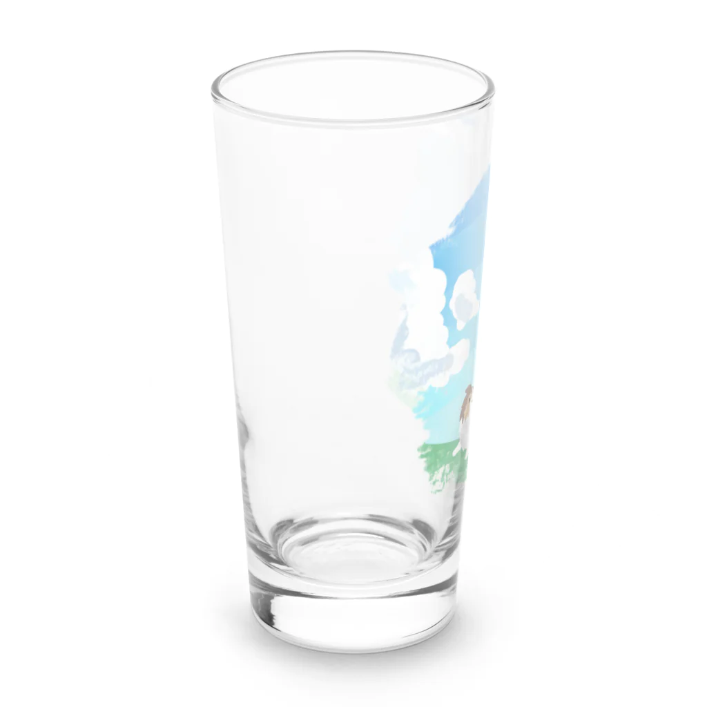 Kotetsu diary(SUZURI店)のシェルティ2匹×青空の下の草原 Long Sized Water Glass :left