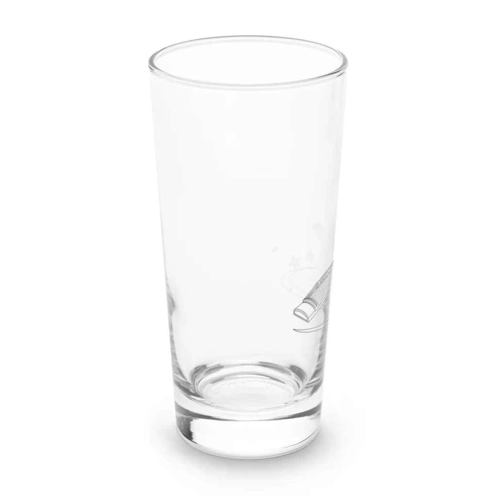 箏譜職人 織姫の箏と桜（黒線） Long Sized Water Glass :left