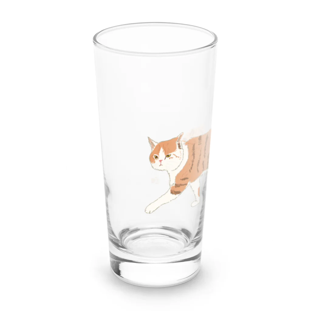 小鳥と映画館のお散歩ネコちゃん 和テイスト Long Sized Water Glass :left