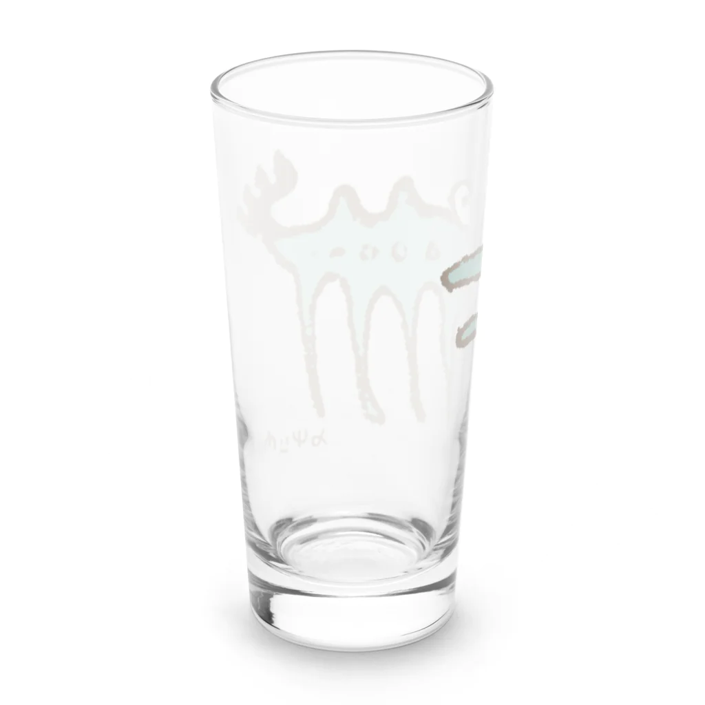 てら ねこグッズの伝説の謎の変な生物。茶×青 Long Sized Water Glass :left