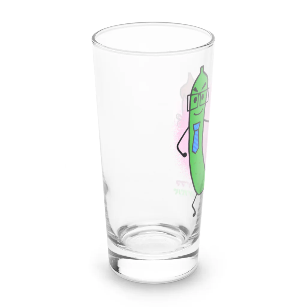 ウチのMEIGENやさんのなすがママ。きゅうりがパパ。 Long Sized Water Glass :left