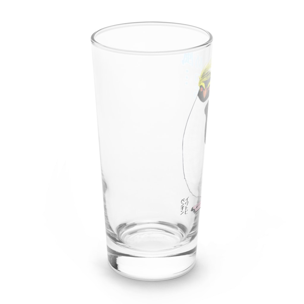 LalaHangeulの風に吹かれるイワトビペンギンさん(文字ありバージョン Long Sized Water Glass :left