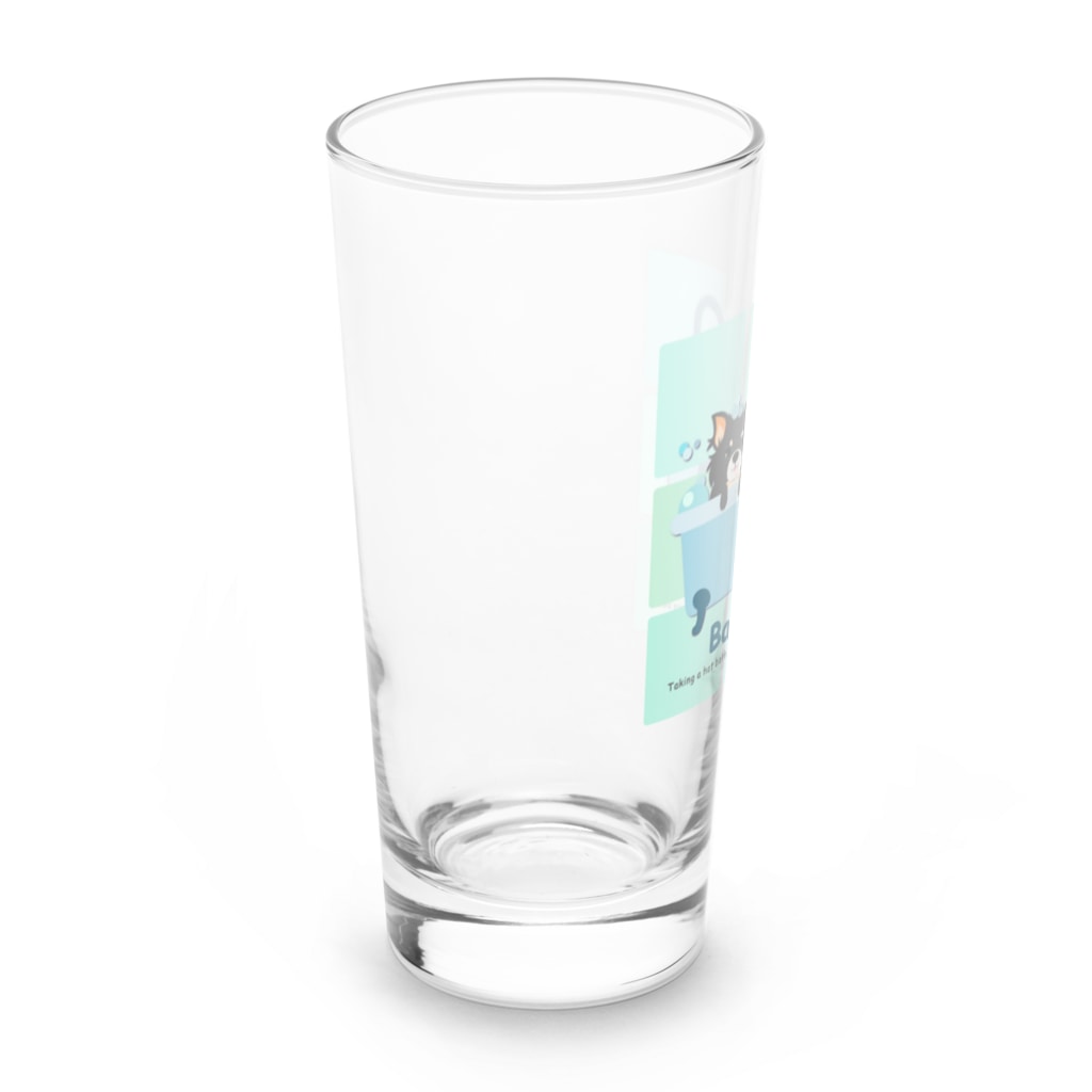 Teal Blue Coffeeのお風呂の時間_tile Ver. Long Sized Water Glass :left