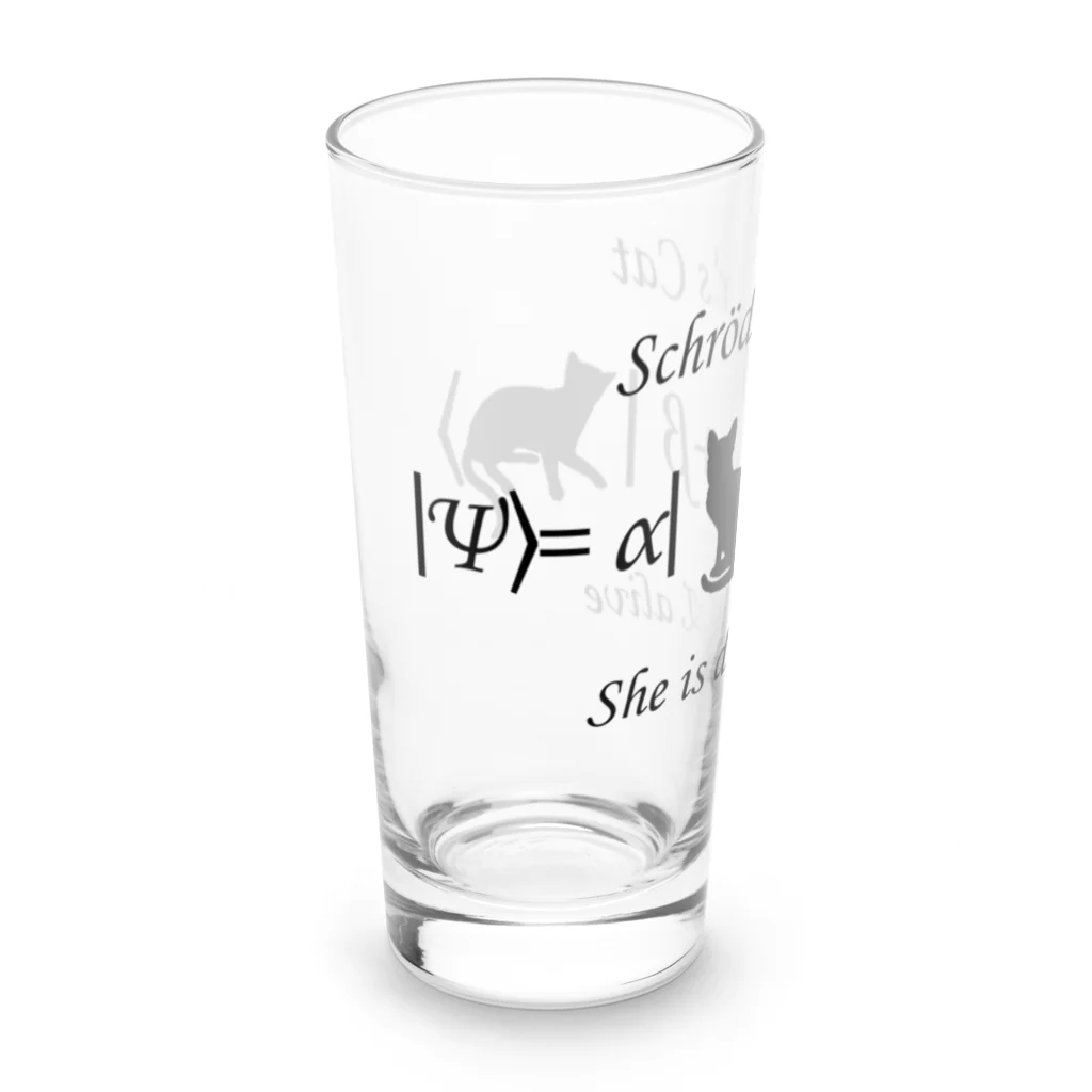 Silvervine Psychedeliqueのシュレーディンガーの猫（黒字） Long Sized Water Glass :left