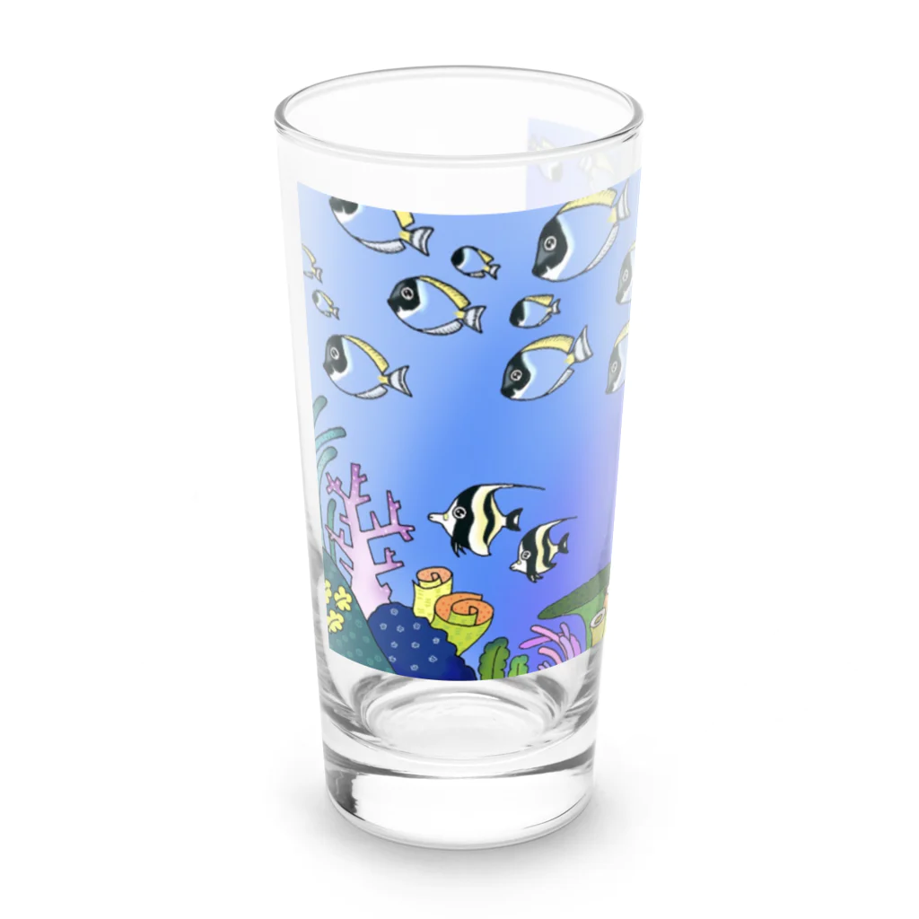 栗坊屋のパウダーブルーが泳ぐ海 Long Sized Water Glass :left