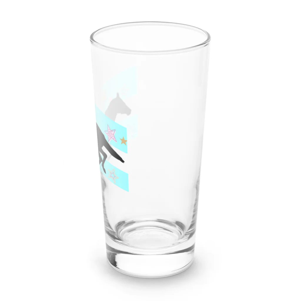 うまがすきの走る馬(ブルー) Long Sized Water Glass :right