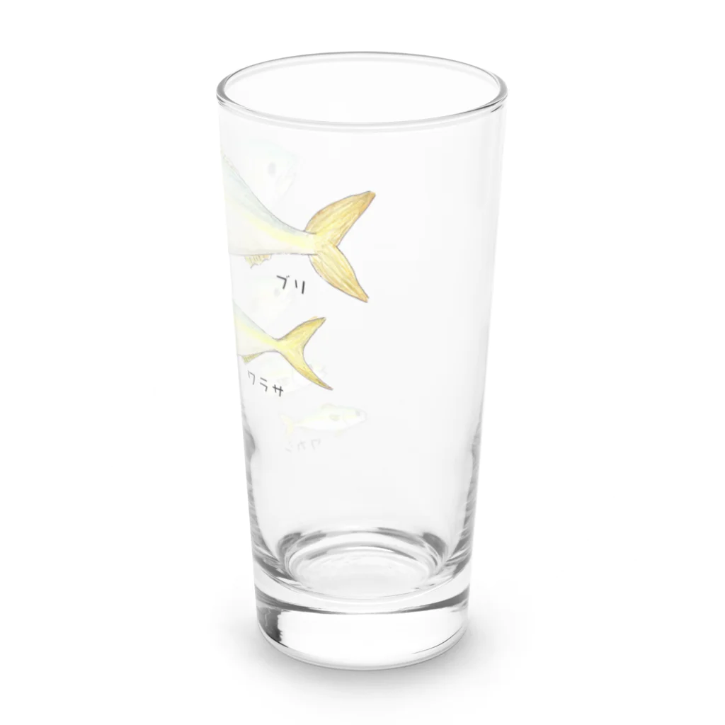 アングラースピリッツのブリの成長イラスト！ワカシ→イナダ→ワラサ→ブリ Long Sized Water Glass :right