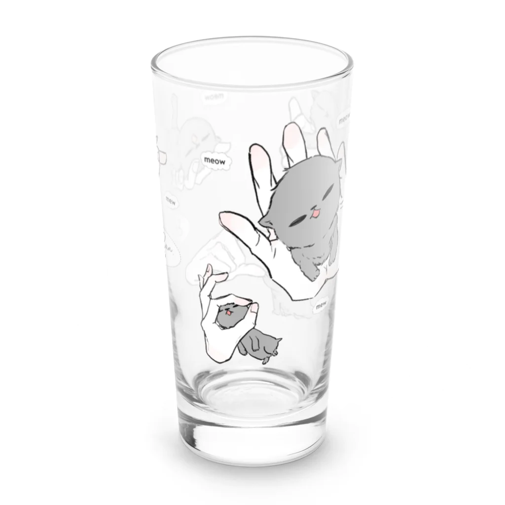 アライグマ製作所（SUZURI)のしぐれちゃん in my hands Long Sized Water Glass :right