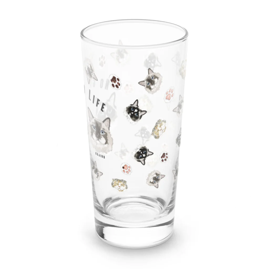 みきぞーん｜保護猫 ミッキー画伯と肉球とおともだちのmusashi & yuzu & kojiro Long Sized Water Glass :right