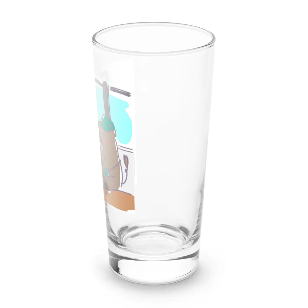 🥖こげぱん🐾のこげぱんカバ　電車に乗る Long Sized Water Glass :right