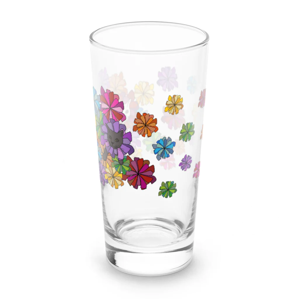 うめぼしととまととごはん。のにゃんこ花畑。 Long Sized Water Glass :right