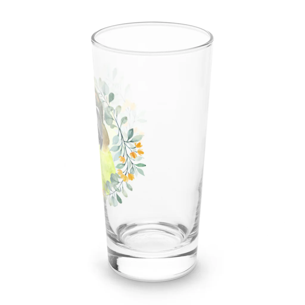 mariechan_koboの020 クロカミインコ(ハイブリッド)　オレンジ小花のリース Long Sized Water Glass :right