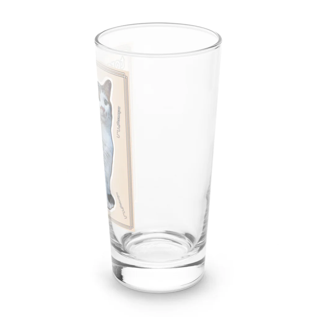 nekousagi*∩..∩のトラミ兄ちゃん自画像(ベージュ)【nekousagi*∩..∩ロゴ入りです】 Long Sized Water Glass :right