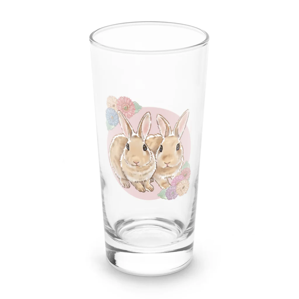 卯月まめのもふもふイラスト屋さんの4：I LOVE RABBIT(ネザーランドドワーフ) Long Sized Water Glass :right