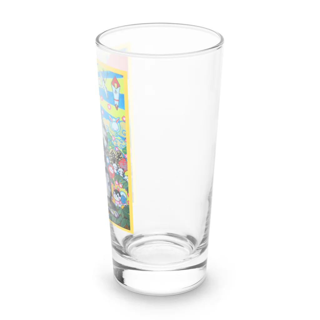 ネコリッチのめでためでた Long Sized Water Glass :right