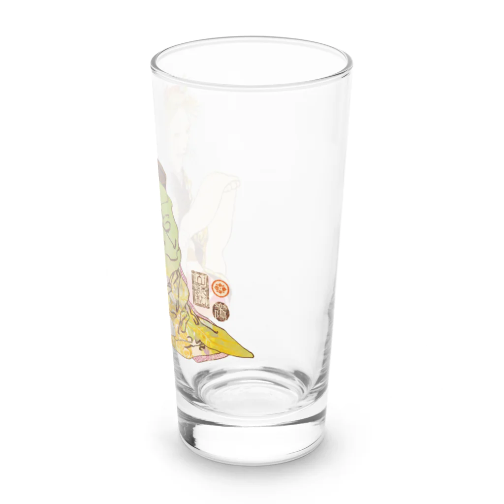 山歌和樂陽 浮世絵　Yamakawa Rakuyou UKIYOEの猫花魁　Neko Oiran　お手紙書く前 Long Sized Water Glass :right