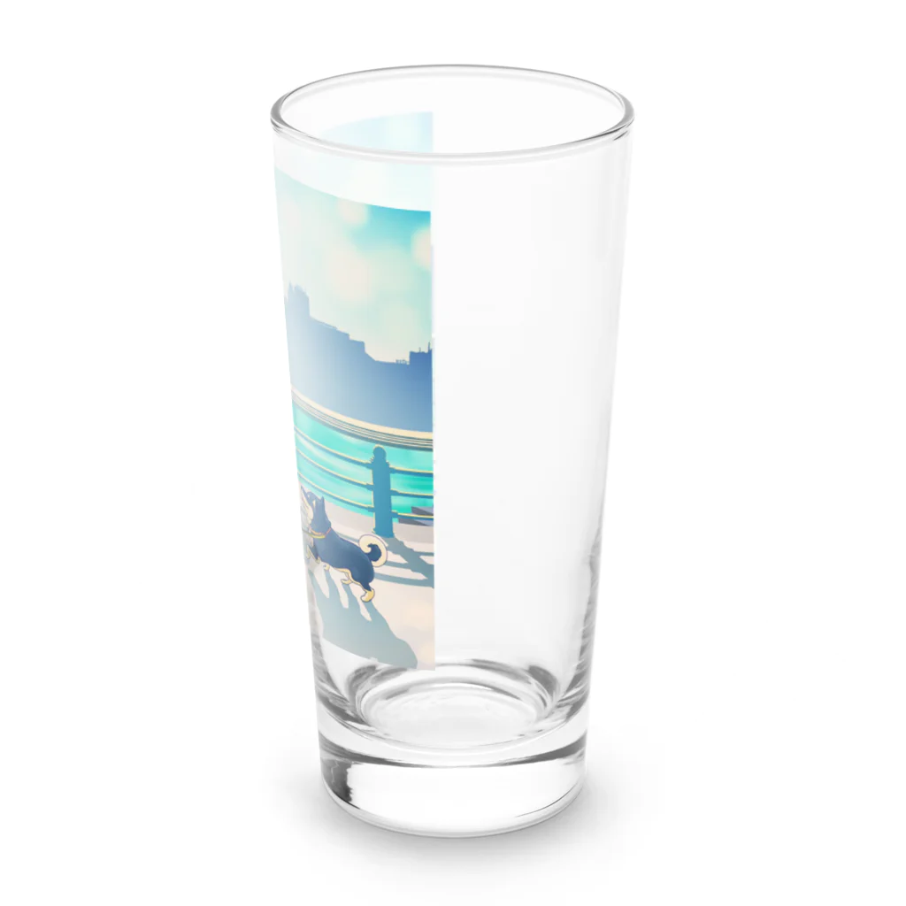 元ソムリエ今ソムリ絵あざらしば子のグッズ売り場の黒柴ふゆこと男子。小物 Long Sized Water Glass :right