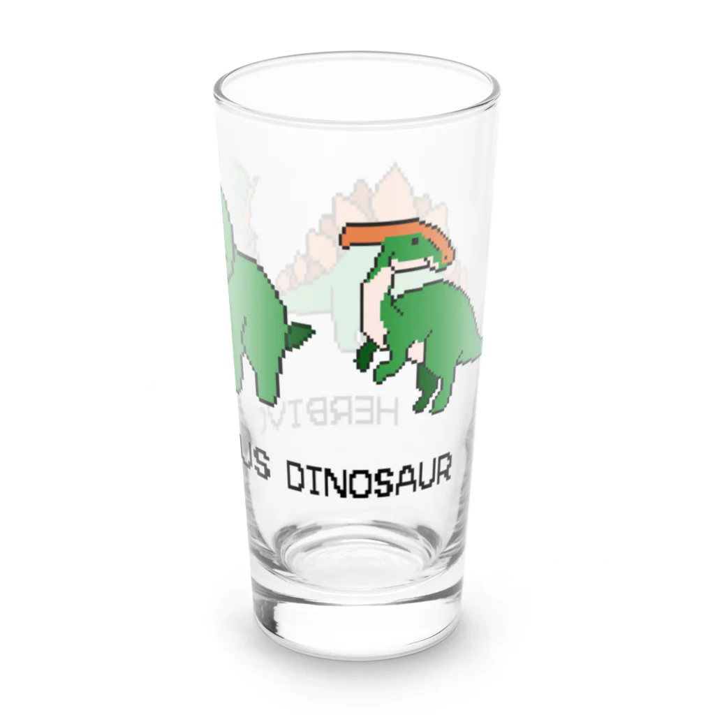 黒猫とカンパニュラの【ドット絵】植物食恐竜(HERBIVOROUS DINOSAUR) Long Sized Water Glass :right