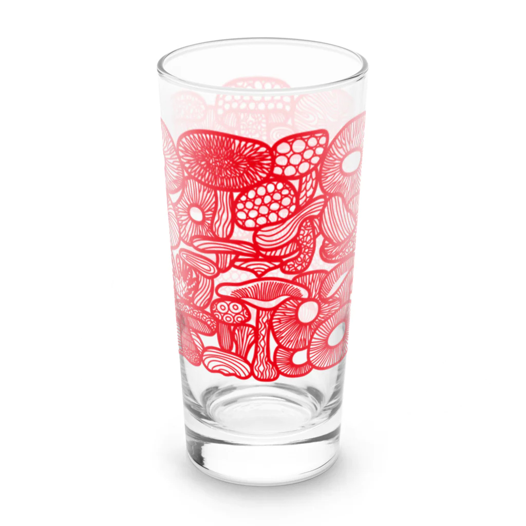 LOVE MUSHROOMの赤い線描きマッシュ Long Sized Water Glass :right