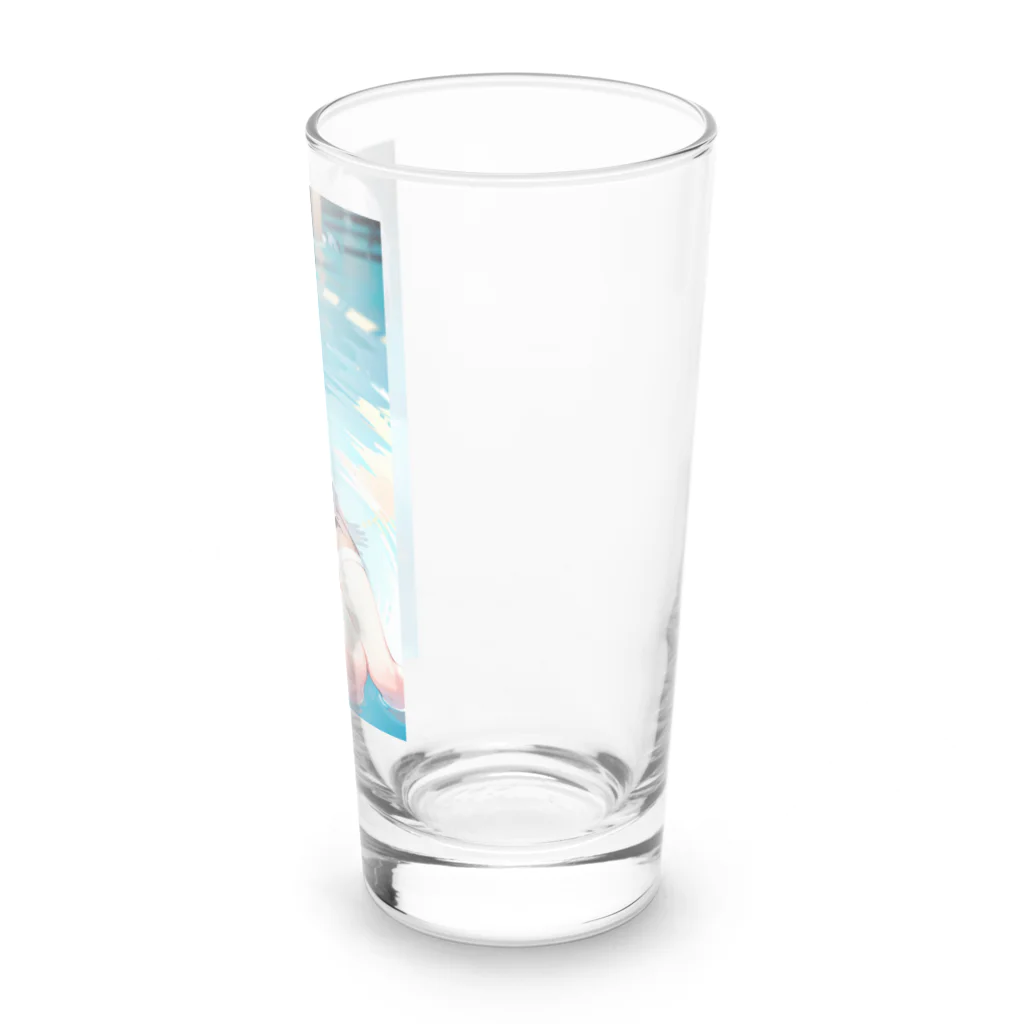 天乃鯱の白髪のJKイラスト Long Sized Water Glass :right