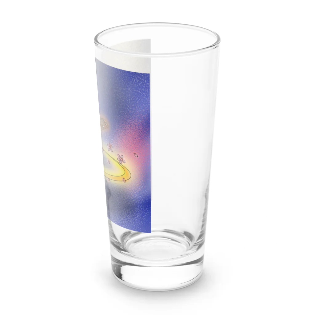 箏譜職人 織姫の箏と桜（箏譜「荒城の月」イメージ画像）正方形 Long Sized Water Glass :right