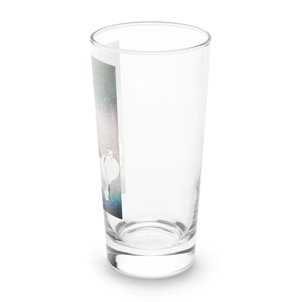 MUGEN ARTの小原古邨　雪中群鷺（白鷺の群れ）日本のアートTシャツ＆グッズ Long Sized Water Glass :right