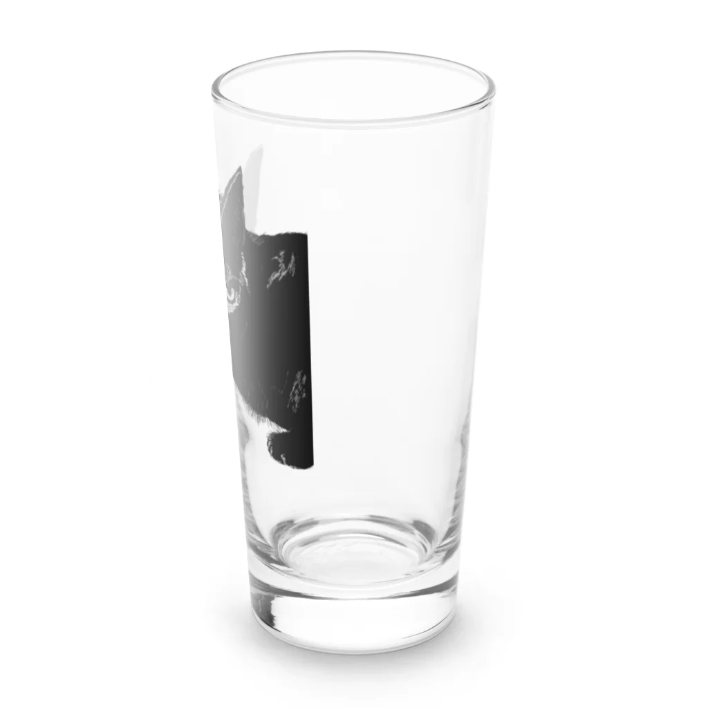 小鳥と映画館のカッコよく覗きに来た黒猫 Long Sized Water Glass :right