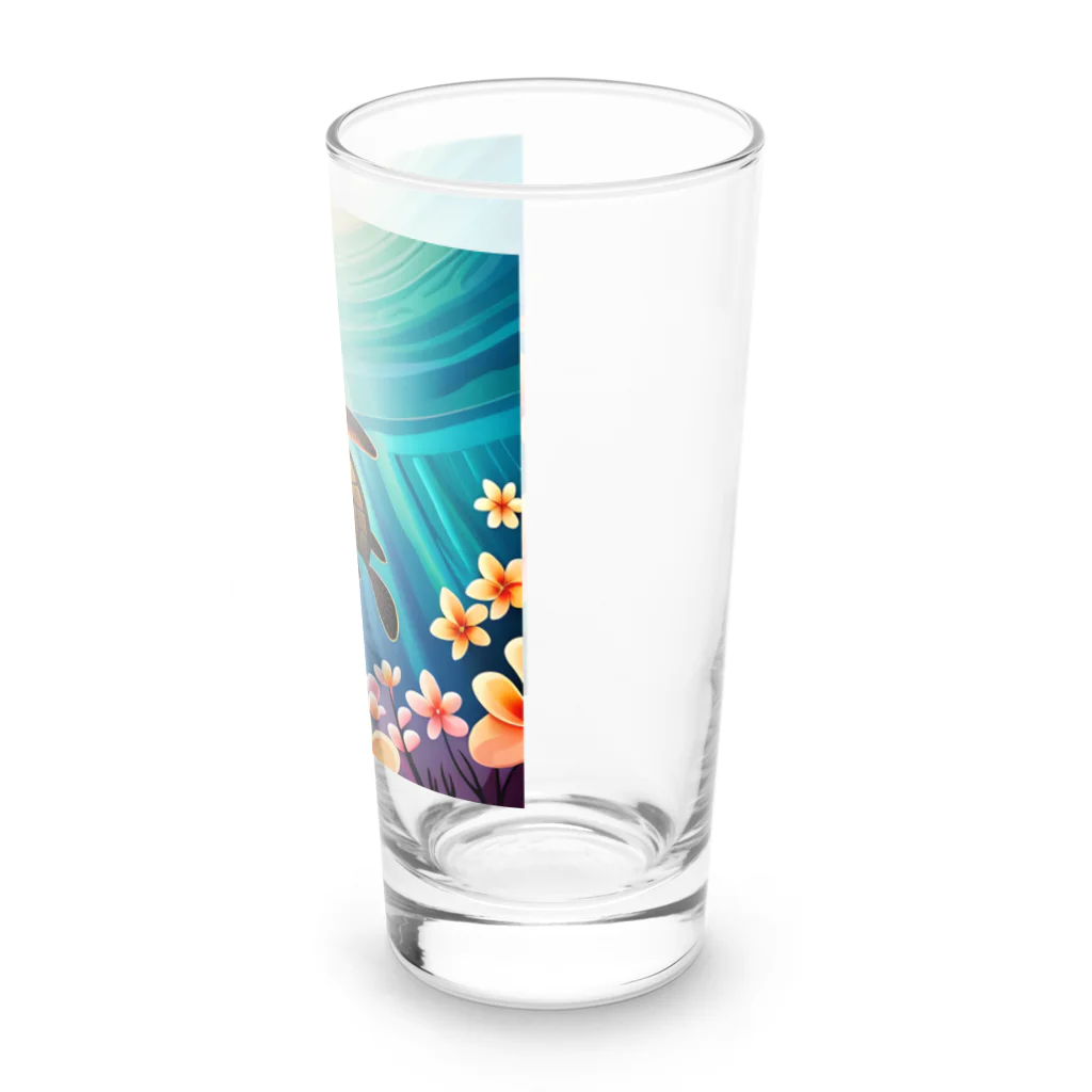 青空クリエイトの海亀とプルメリア Long Sized Water Glass :right