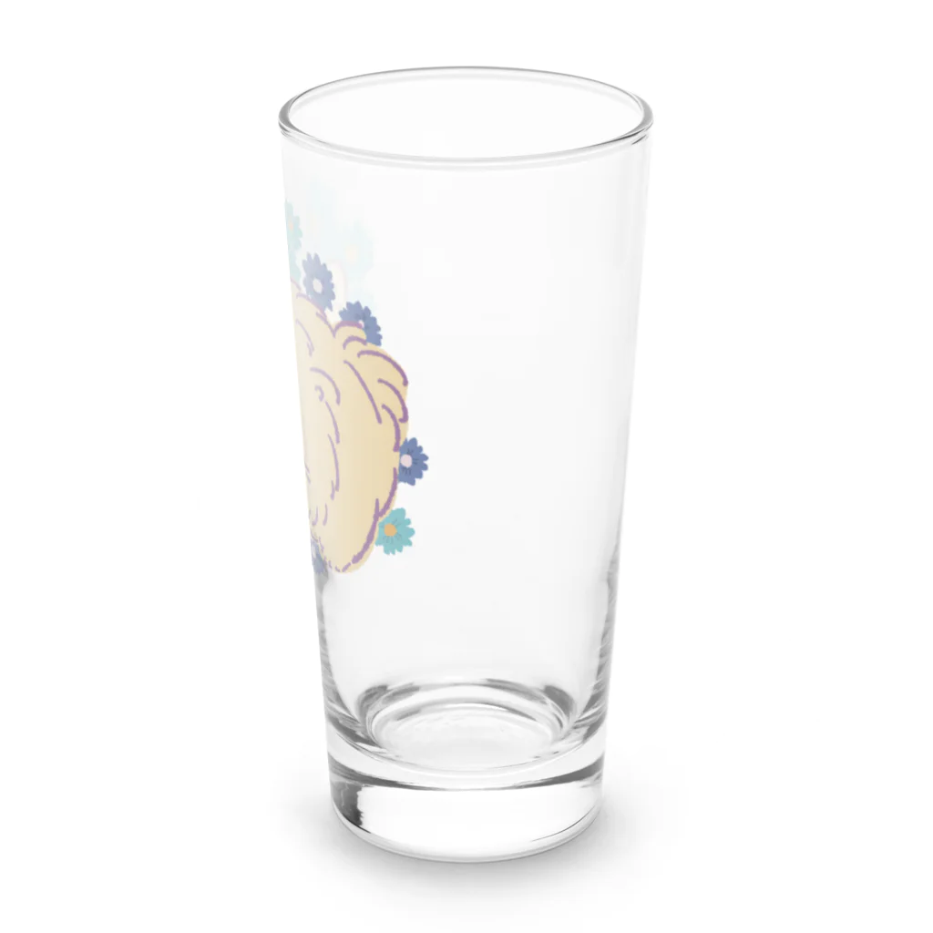 猫のきぬくんのお店のポメプーと青いガーベラ Long Sized Water Glass :right