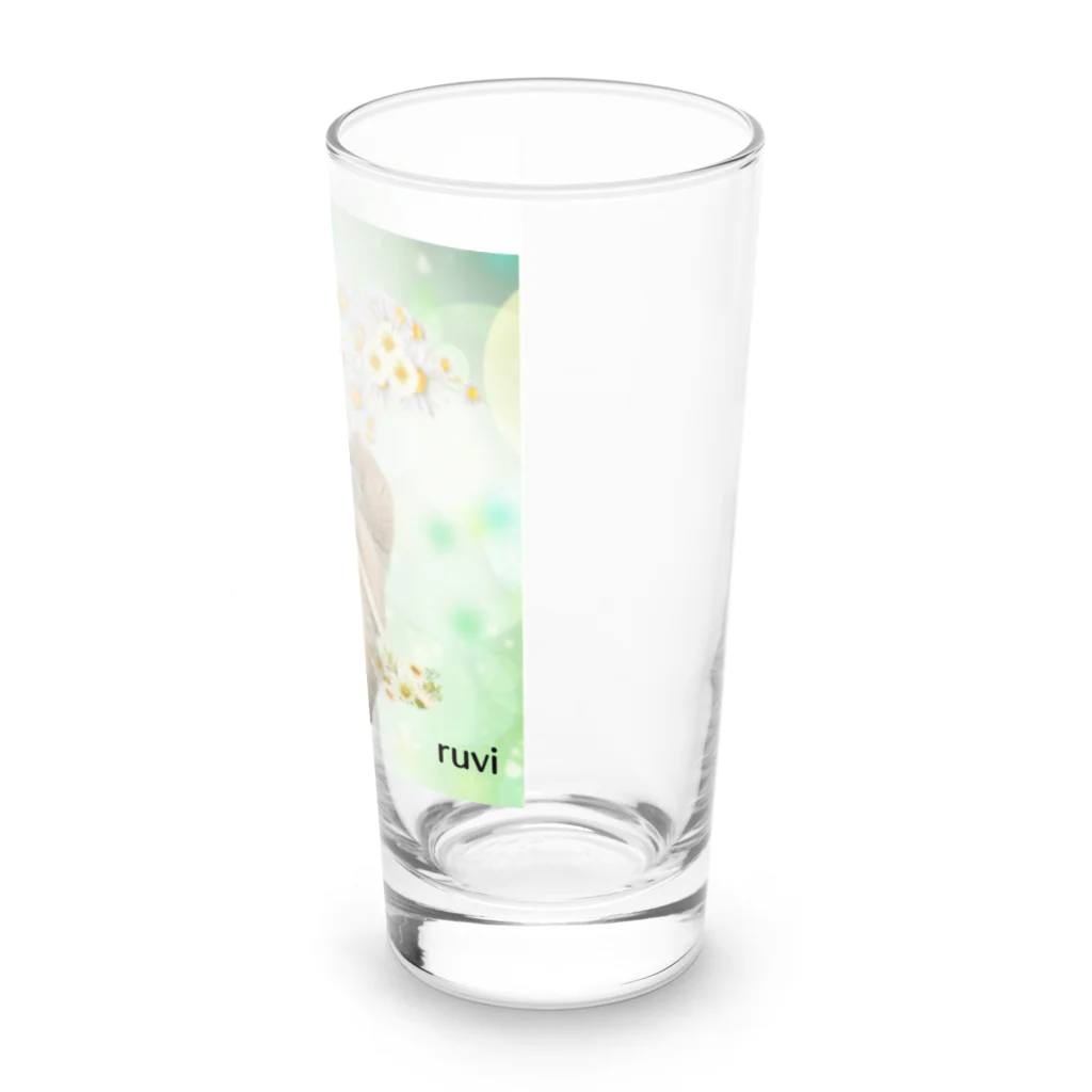 ゆきリンアート【保護猫活動 支援】の花傘ーるびちゃん Long Sized Water Glass :right