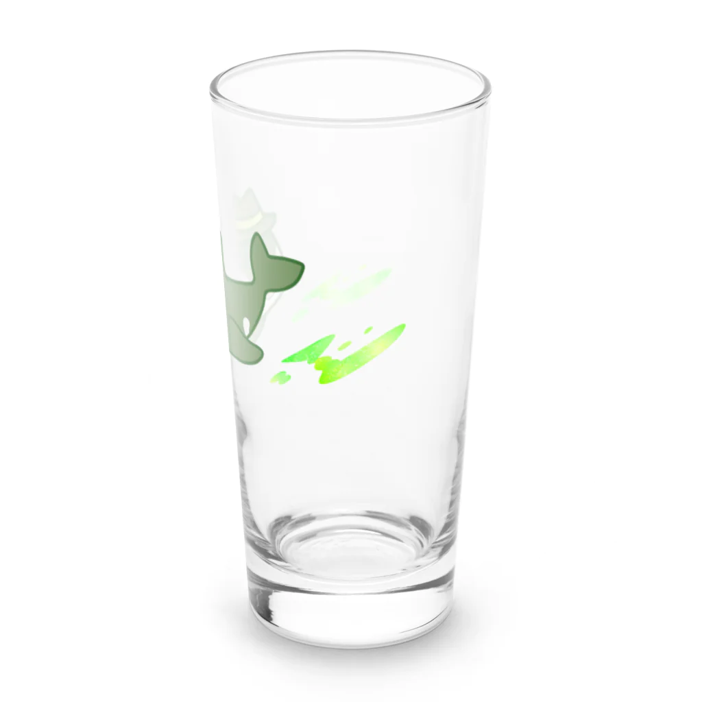 弁天狐堂の泳ぐ緑色シャチ探偵 Long Sized Water Glass :right