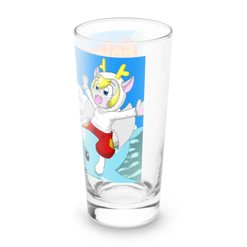 ホワイトドラゴン　タイトくん💙のサマーバケーション Long Sized Water Glass :right