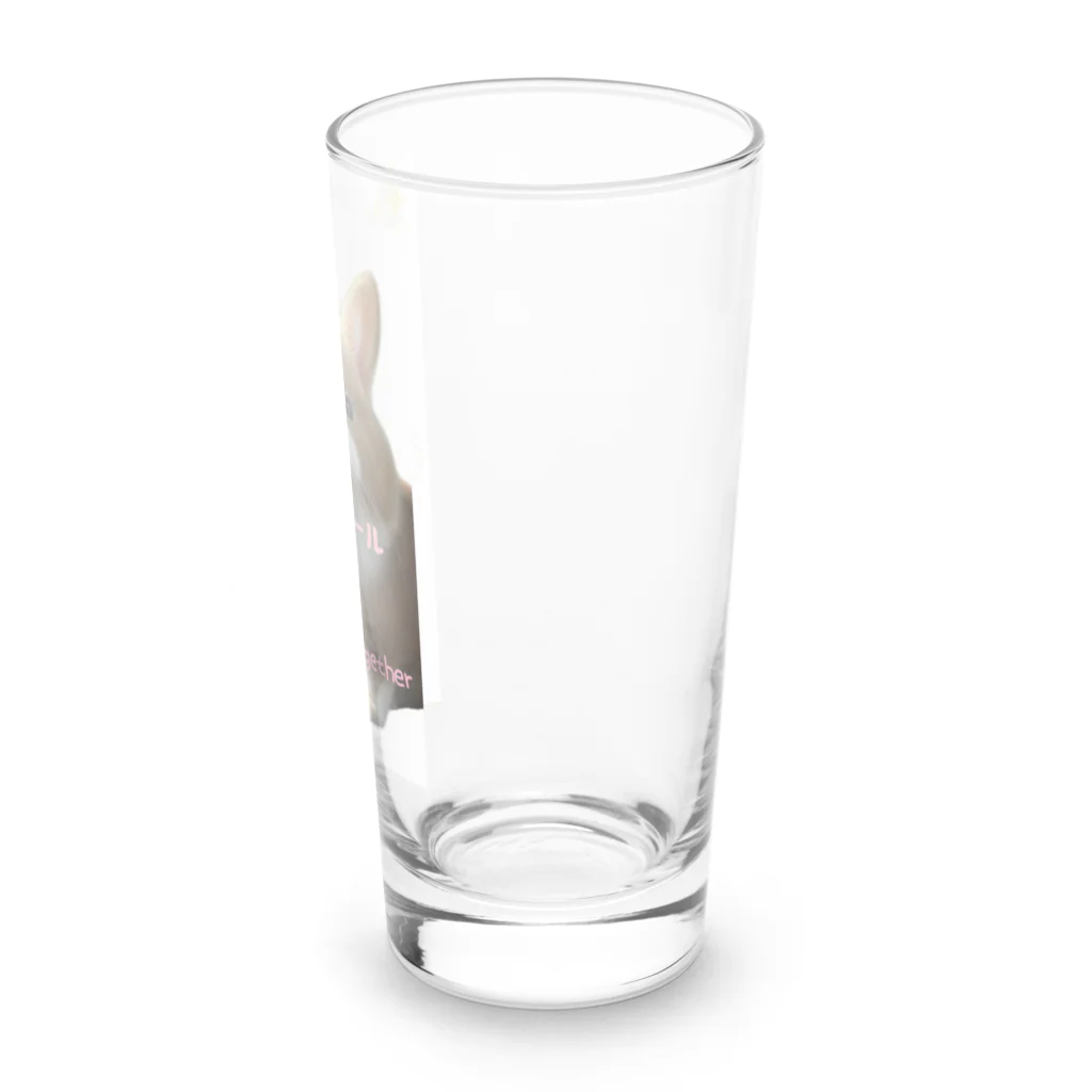 可愛い存在まじ癒しのひょっこり見てるよ短耳うさぎのチャマールくん Long Sized Water Glass :right