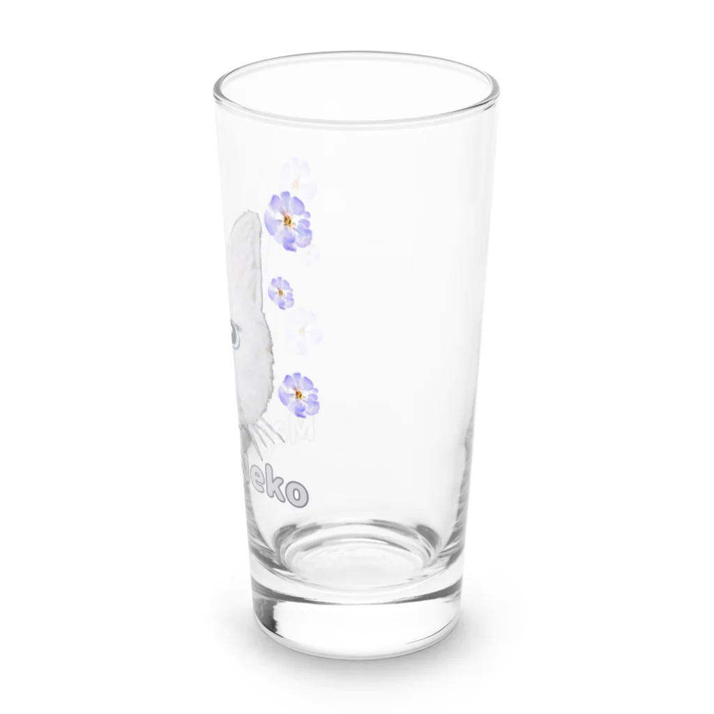 れいにゃん堂&れいにゃあ～と😺のチョークアートの白猫[Magao Neko] Long Sized Water Glass :right