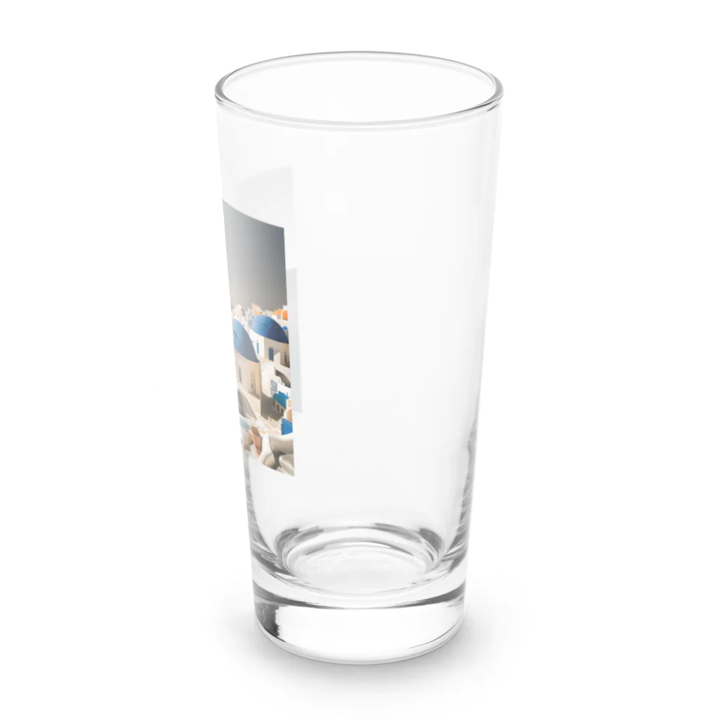 manopinoのおしゃれな街！サントリーニ島 Long Sized Water Glass :right