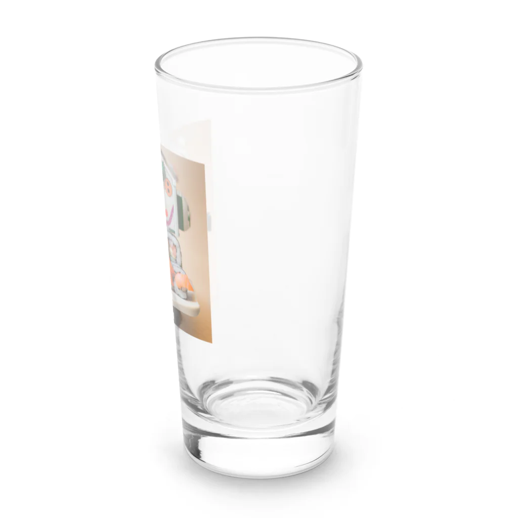 ネオ｜爆速AIクリエイターのお店のお寿司メカ×かわいいイラストグッズ Long Sized Water Glass :right