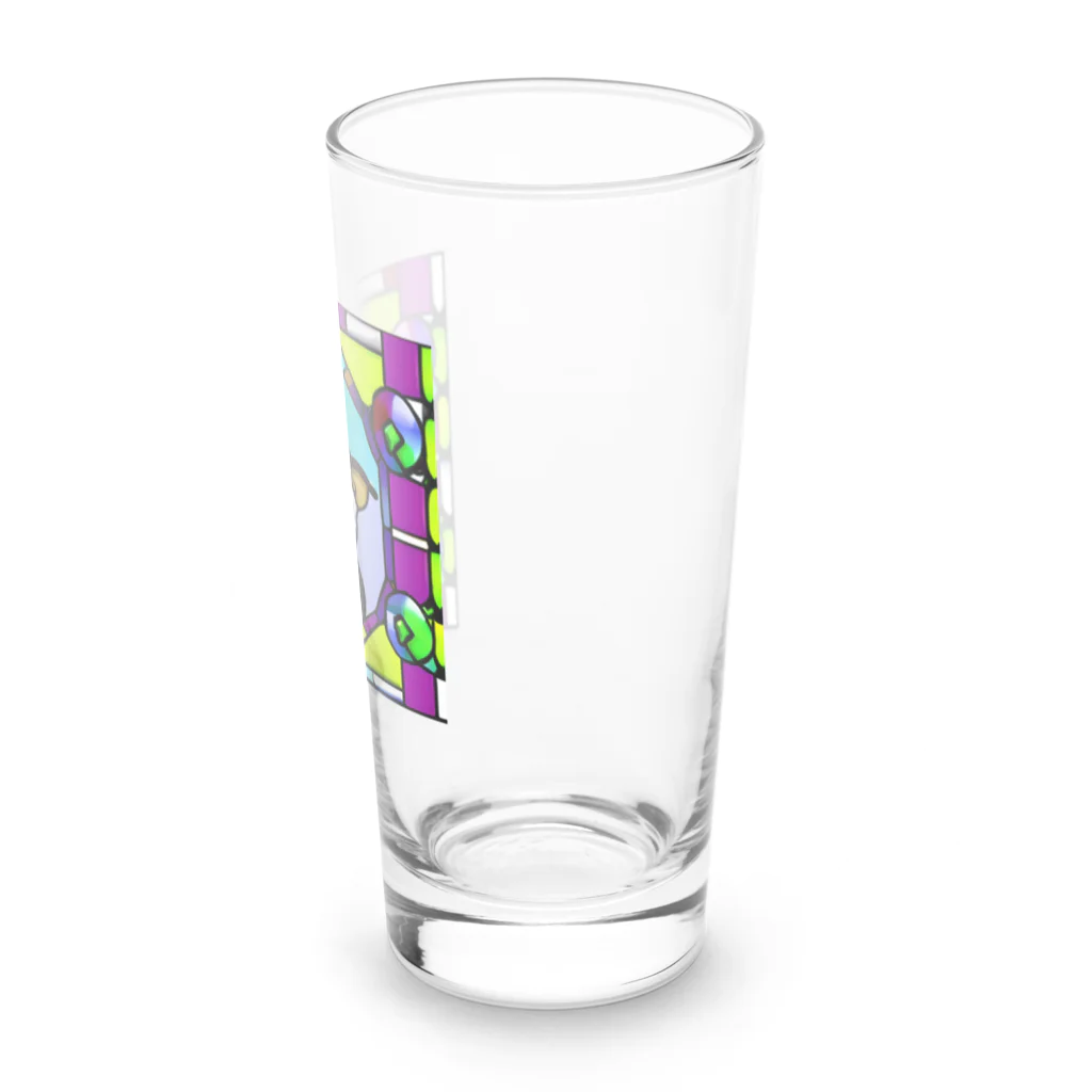 チワワ愛好家ショップのステンドグラスアートの中で息づくチワワの可愛さ Long Sized Water Glass :right