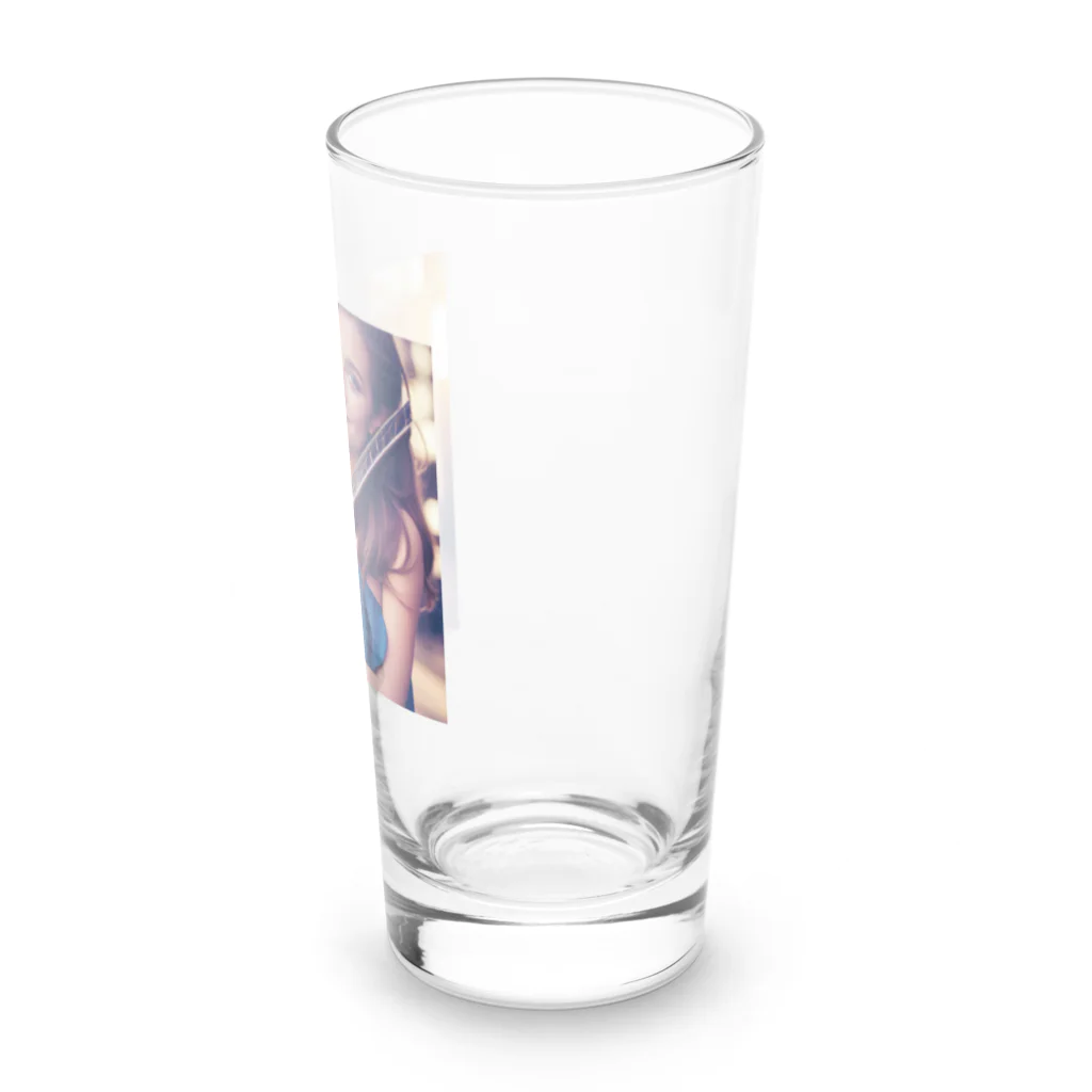 Stylishの女性の微笑み Long Sized Water Glass :right