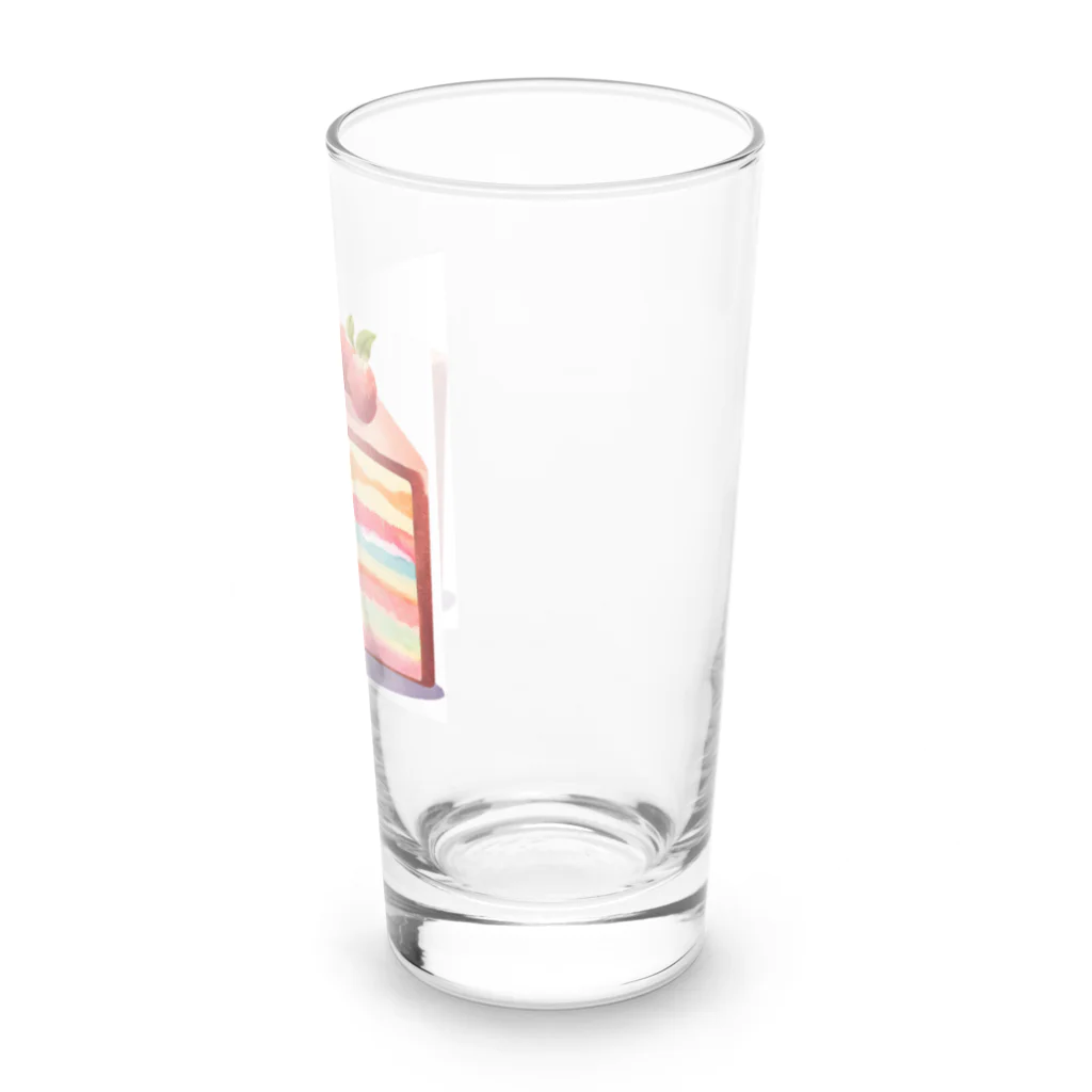 萌え断グッズの苺ケーキの断面 -とろける虹- Long Sized Water Glass :right